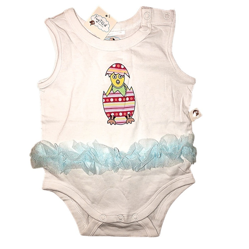 3/$25 🍄 NWT Tiny Tillia by Avon Easter Chick Cotton Baby Onesie Size 3-6 months